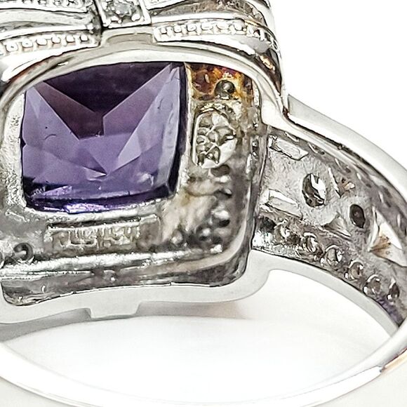 Cushion Cut Tanzanite Split Shank & Split Gallery Statement Ring | Size 8 - Picture 13 of 15